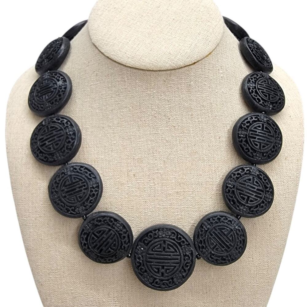 Simply Vera Vera Wang Black Shou Medallion Statement Collar Choker Necklace